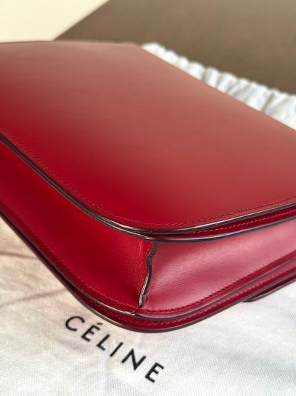 Pre-owned Celine Classic Box Medium Red Leather Bag