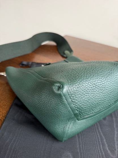 Pre-owned Céline Seau Sangle Small Dark Green Leather Tote Bag