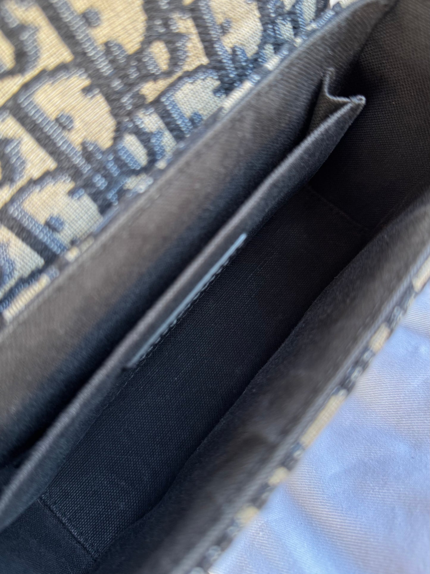 Pre-owned Dior 30 Montaigne Box Navy Canvas Leather Bag