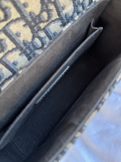 Pre-owned Dior 30 Montaigne Box Navy Canvas Leather Bag