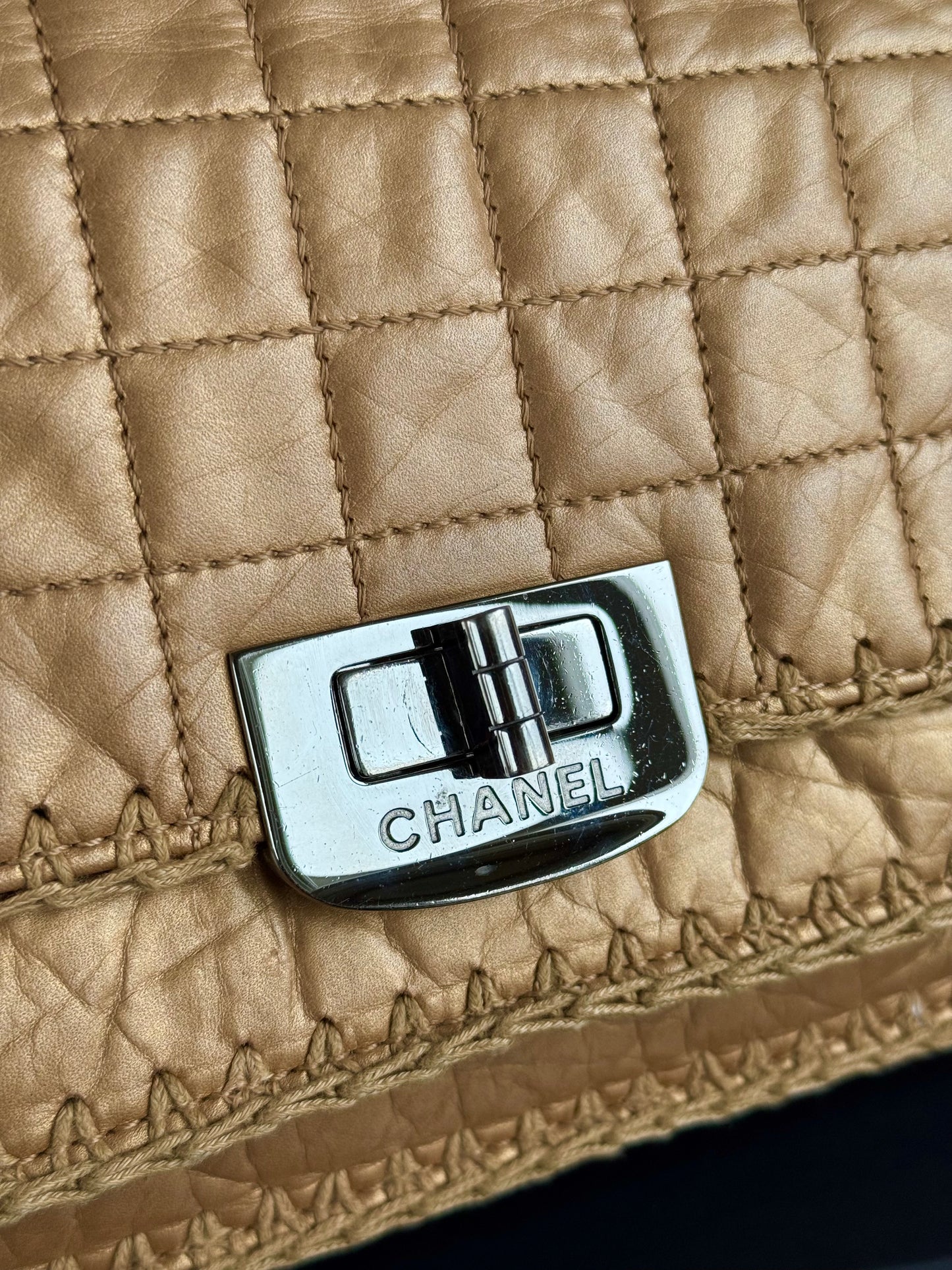 Pre-owned Chanel Chocolat Quilt Reissue Gold Leather Flap Bag