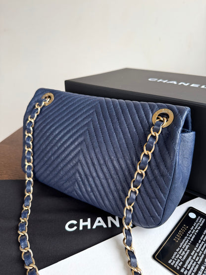 Pre-owned Chanel Timeless Classic Mini Rectangle Navy Calfskin Flap Bag