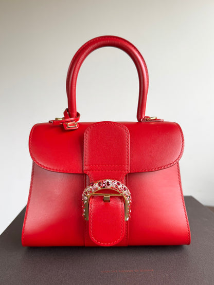 Pre-owned Delvaux Brillant Mini Swarovski Red Box Leather Bag Limited Edition