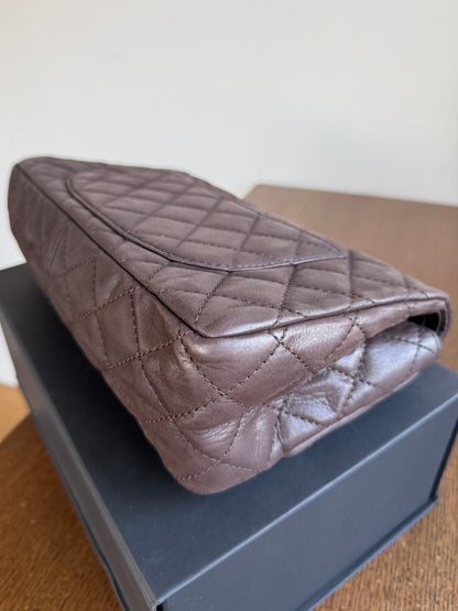 Pre-owned Chanel 2.55 Reissue Large 226 Chocolate Iridescent Leather Flap Bag