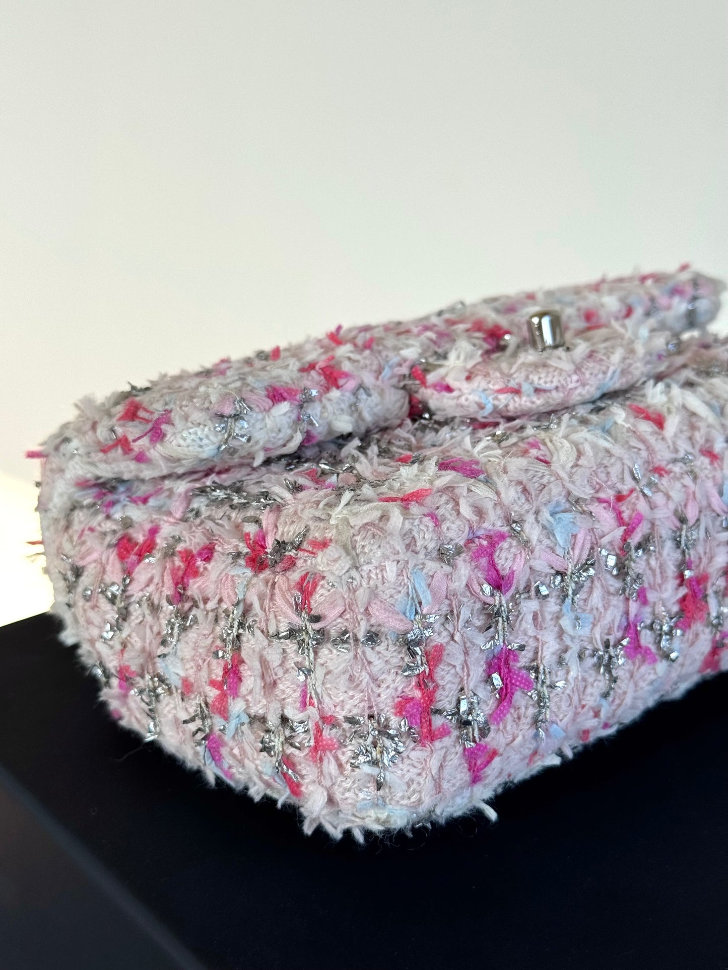 Pre-owned Chanel Timeless Mini Rectangle Pink Tweed Flap Bag