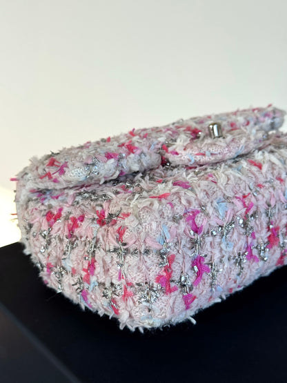 Pre-owned Chanel Timeless Mini Rectangle Pink Tweed Flap Bag