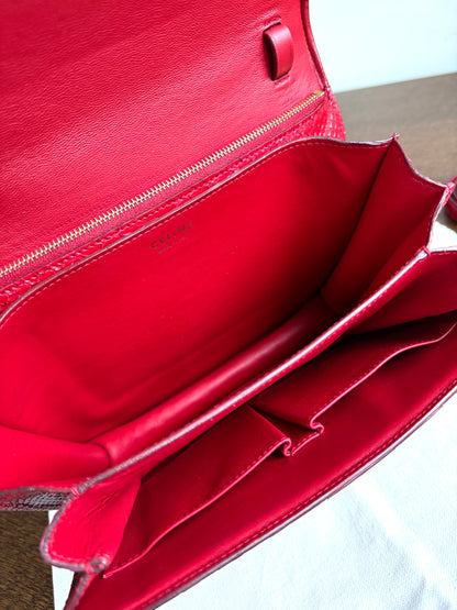 Pre-owned Céline Classic Box Medium Red Python Bag