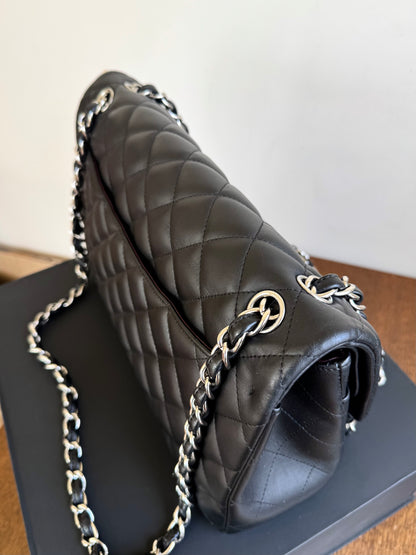 Pre-owned Chanel Timeless Classic Jumbo Black Lambskin Flap Bag