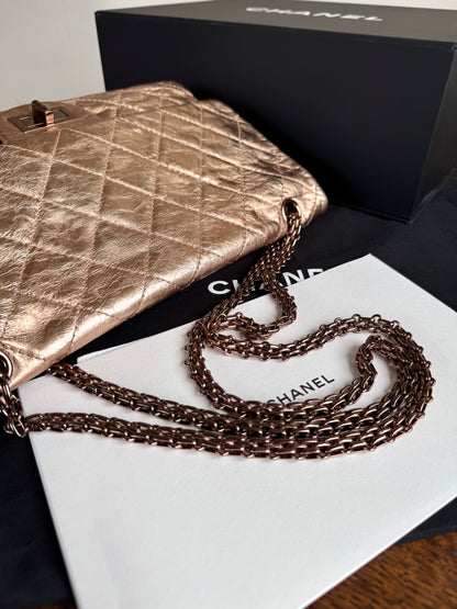 Pre-owned Chanel 2.55 Maxi Rose Gold Calfskin Leather Flap Bag