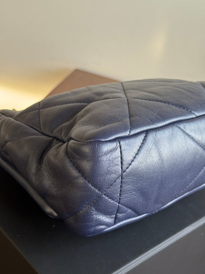 Pre-owned Chanel 19 Small Navy Lambskin Flap Bag