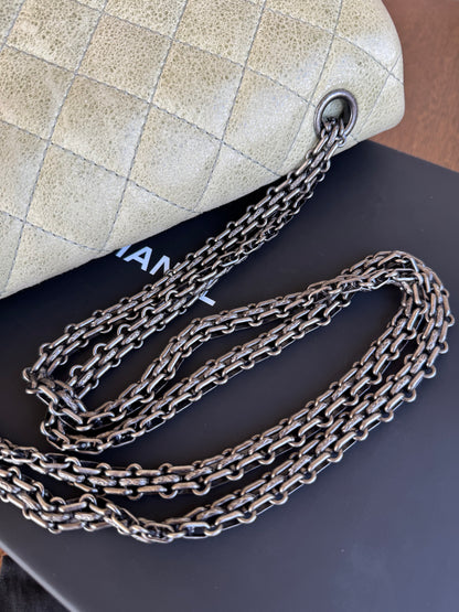 Pre-owned Chanel 2.55 Reissue Large 226 Pistachio Green Nubuck Flap Bag