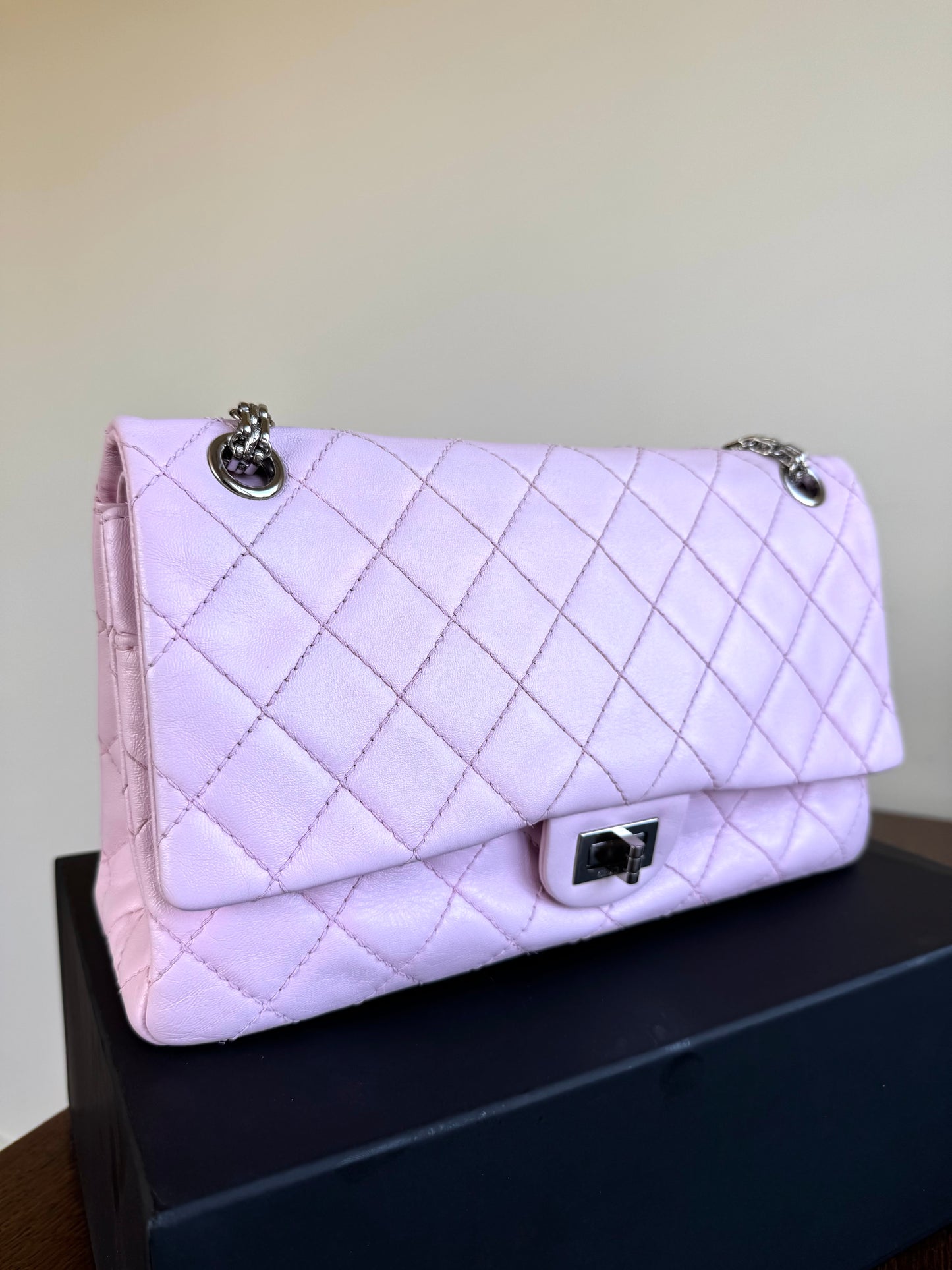 Pre-owned Chanel 2.55 Reissue 226 Large Pink Leather Flap Bag