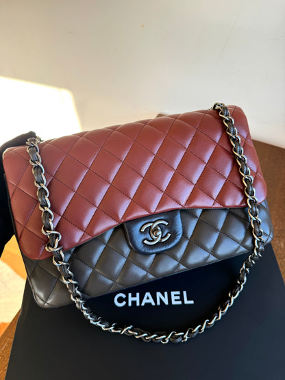 Pre-owned Chanel Timeless Classic Jumbo Tricolor Leather Flap Bag