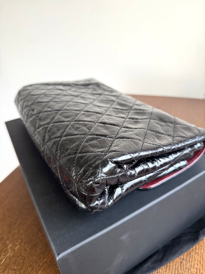 Pre-owned Chanel CC Black Waxed Leather Flap Bag