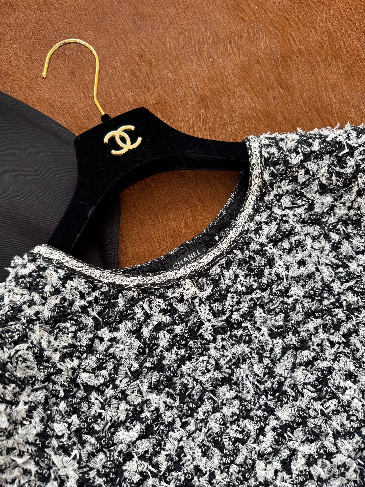 Pre-owned Chanel Black White Cotton Silk Dress