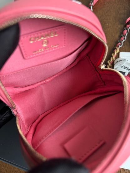 Pre-owned Chanel 19 Round Pink Clutch With Chain