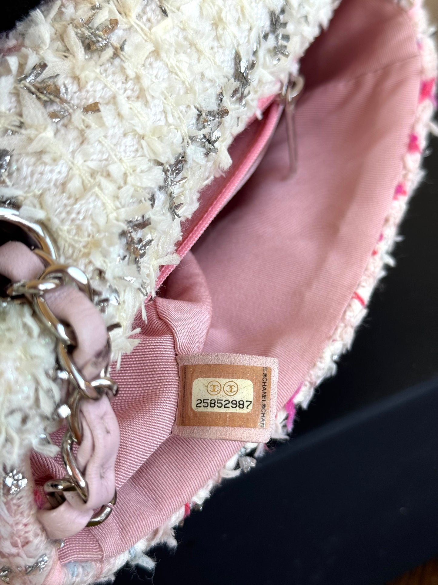 Pre-owned Chanel Timeless Mini Rectangle Pink Tweed Flap Bag