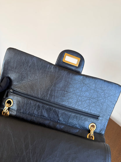 Pre-owned Chanel 2.55 Reissue Maxi 227 Black Calfskin Flap Bag