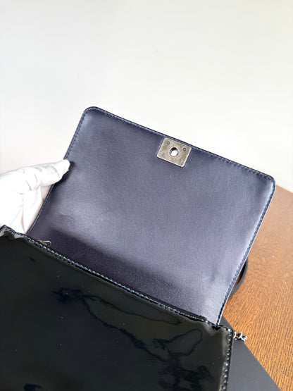 Pre-owned Chanel Boy WOC Black Patent Leather Flap Bag