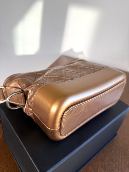 Pre-owned Chanel Gabrielle Small Bronze Leather Hobo Bag