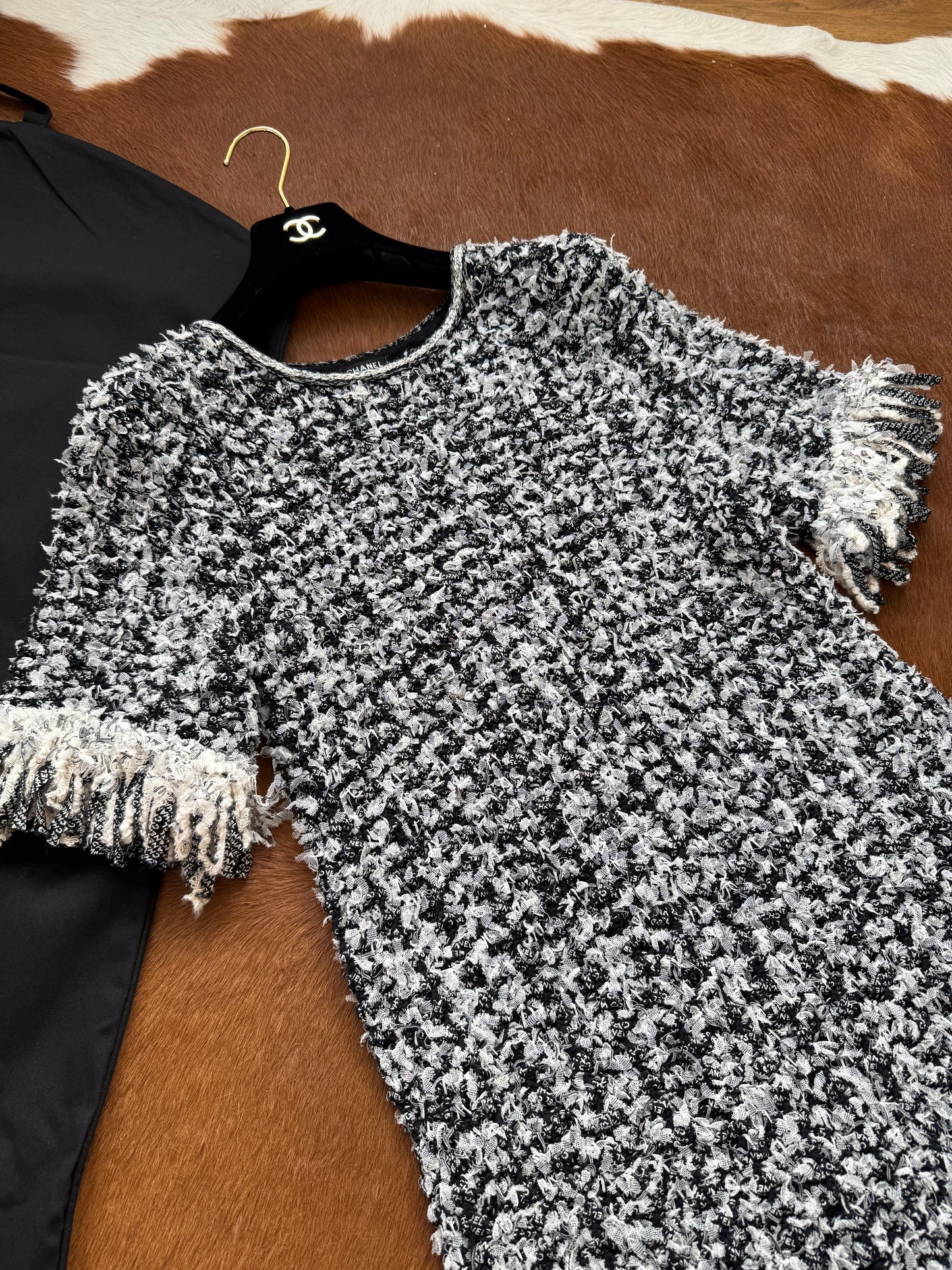 Pre-owned Chanel Black White Cotton Silk Dress