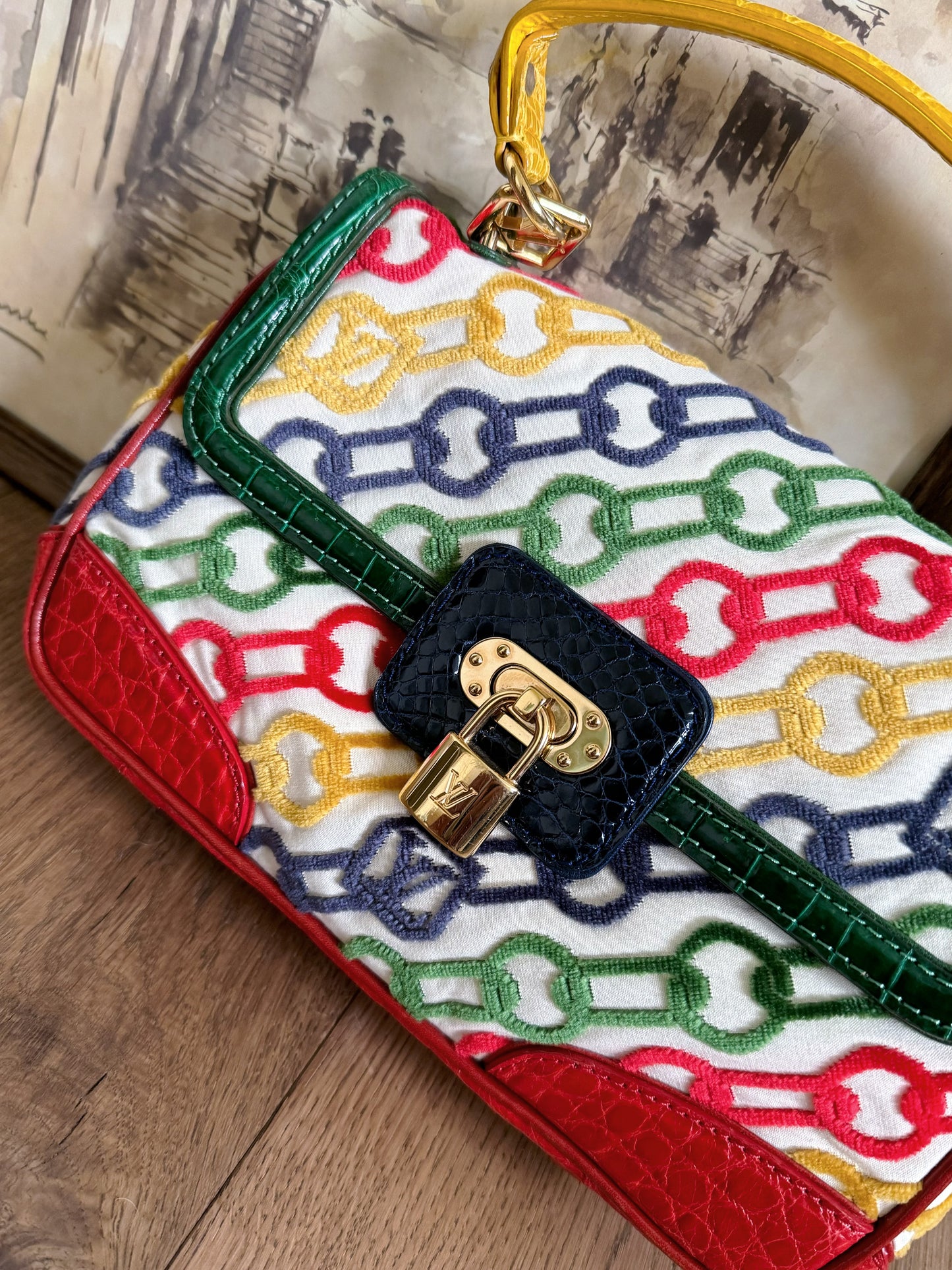 Pre-owned Louis Vuitton Multicolor Dolly Crocodile Velvet Chains Bag Limited Edition