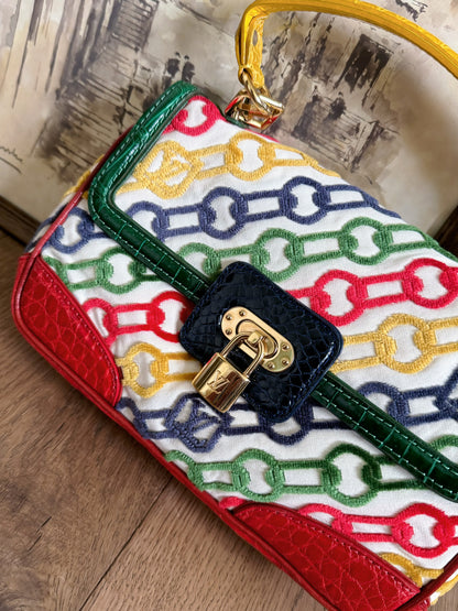 Pre-owned Louis Vuitton Multicolor Dolly Crocodile Velvet Chains Bag Limited Edition
