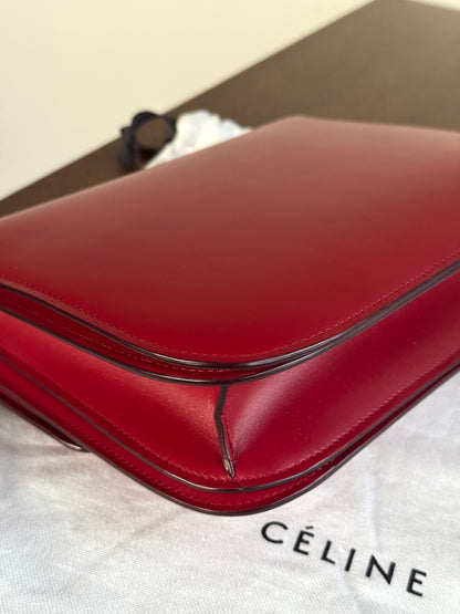 Pre-owned Celine Classic Box Medium Red Leather Bag