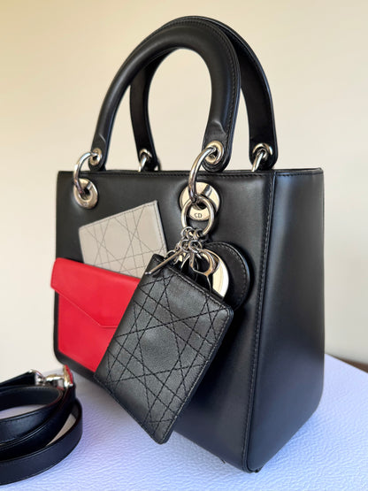 Pre-owned Dior Lady Dior Medium Pockets Multicolor Leather Bag