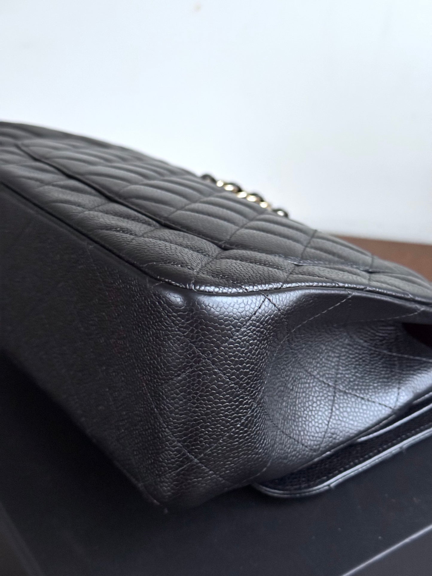 Pre-owned Chanel Timeless Classic Jumbo Black Caviar Flap Bag