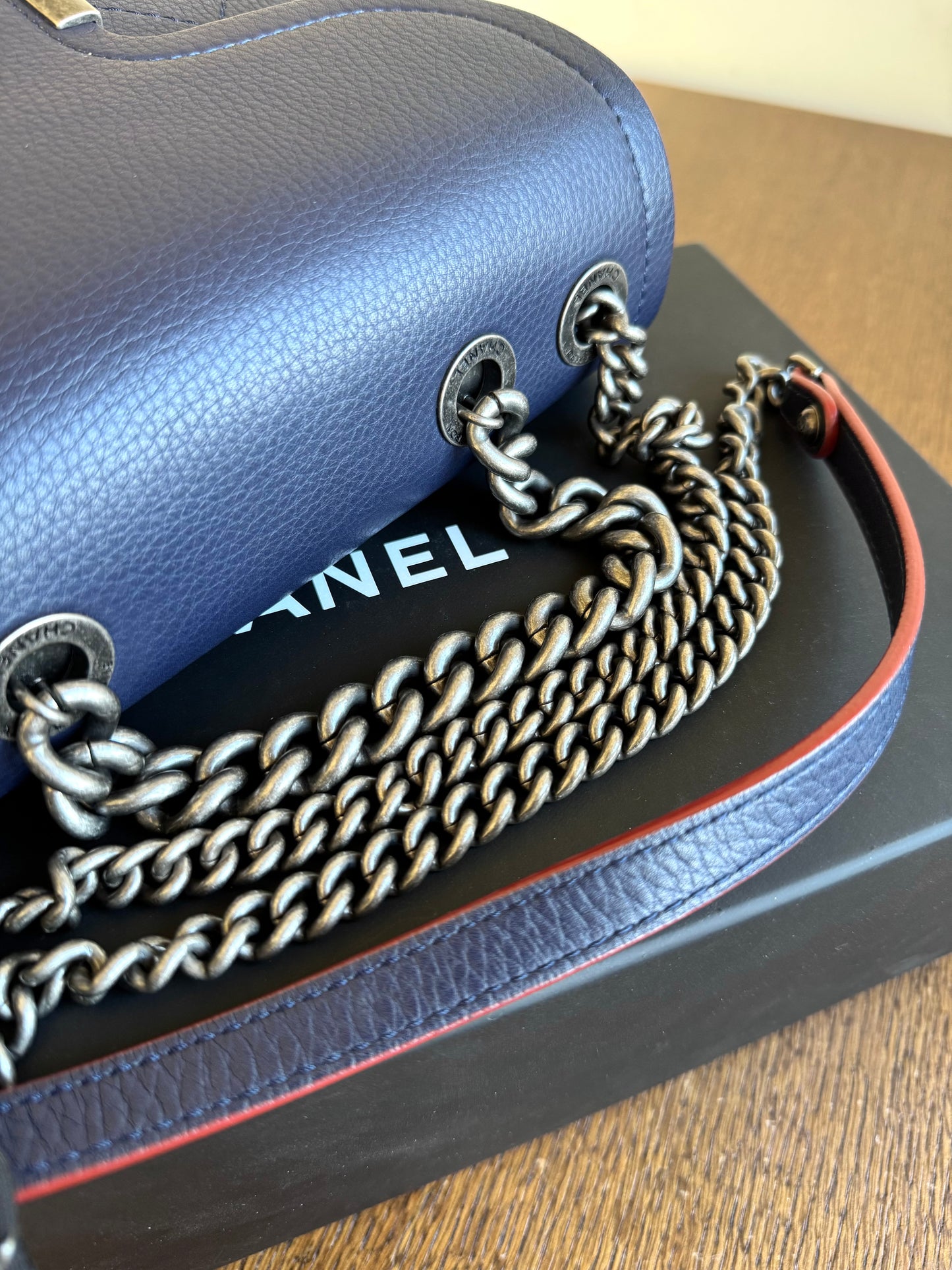 Pre-owned Chanel Archi Chic Navy Blue Leather Flap Bag