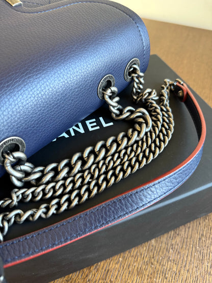Pre-owned Chanel Archi Chic Navy Blue Leather Flap Bag