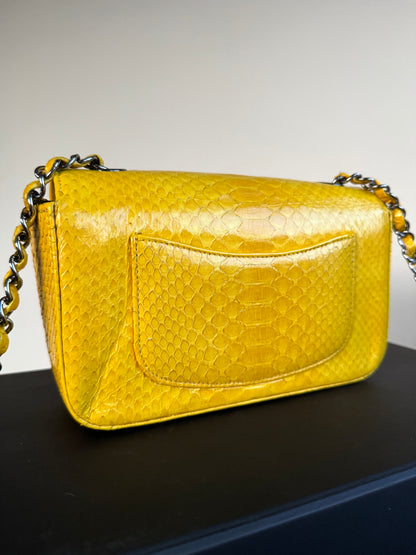 Pre-owned Chanel Timeless Mini Rectangle Yellow Python Flap Bag
