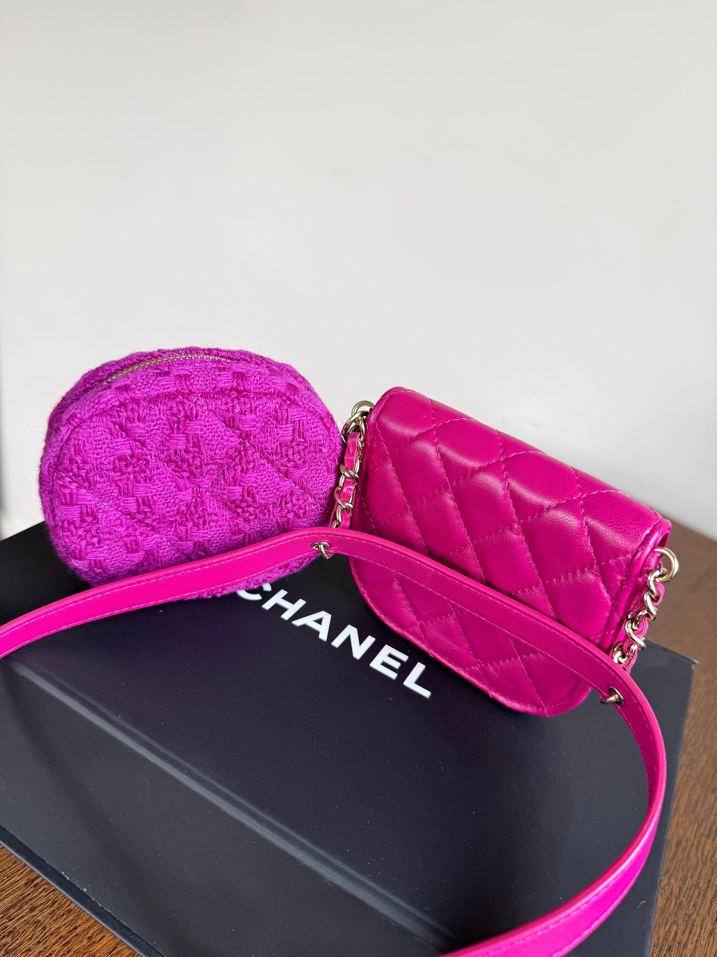 Pre-owned Chanel Multi-Pouching Leather Tweed Belt Waist Bag