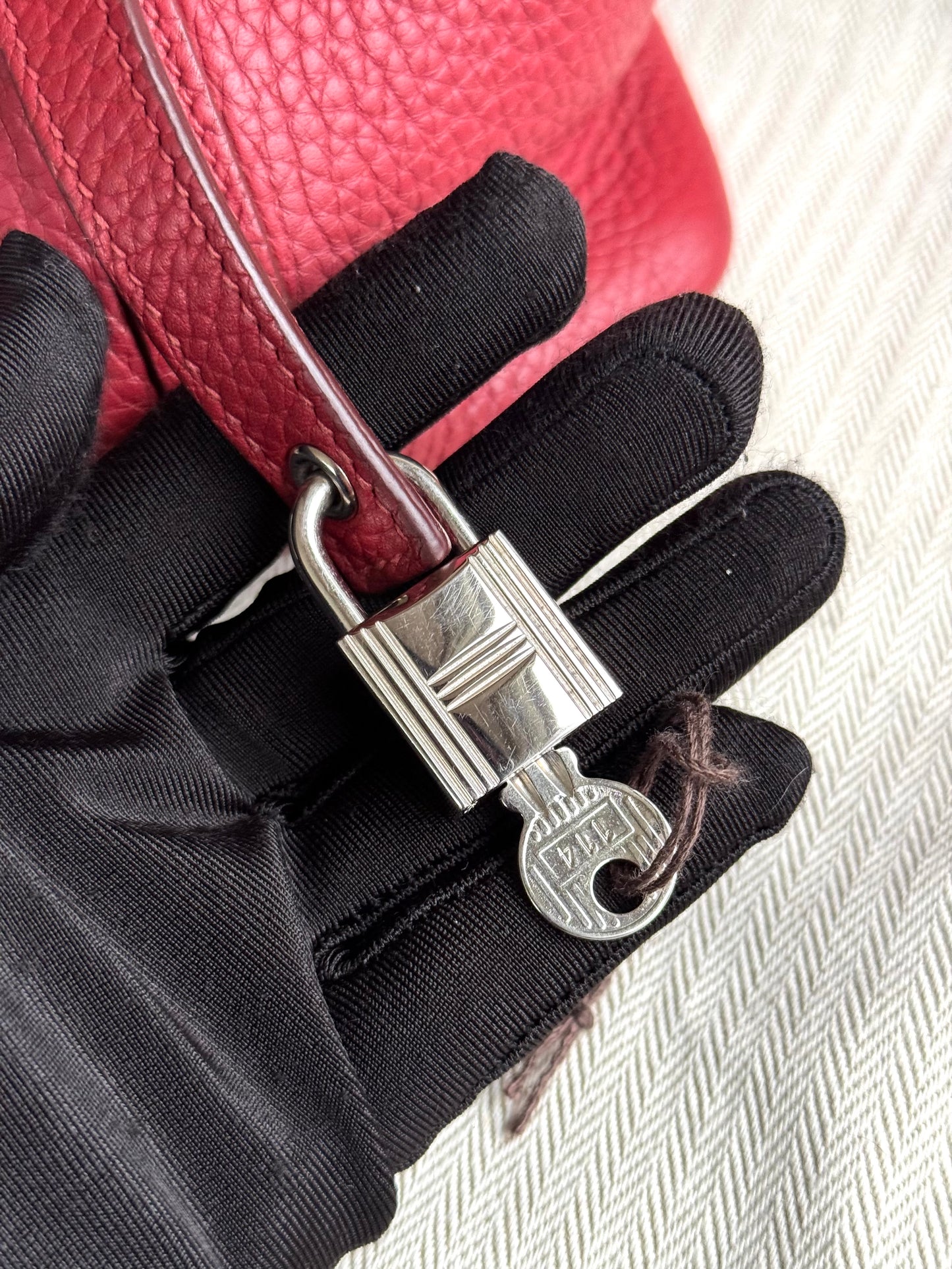 Pre-owned Hermès Picotin 18 Clemence Rouge Grenade Handle Bag