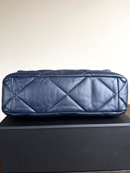 Pre-owned Chanel 19 Small Navy Lambskin Flap Bag