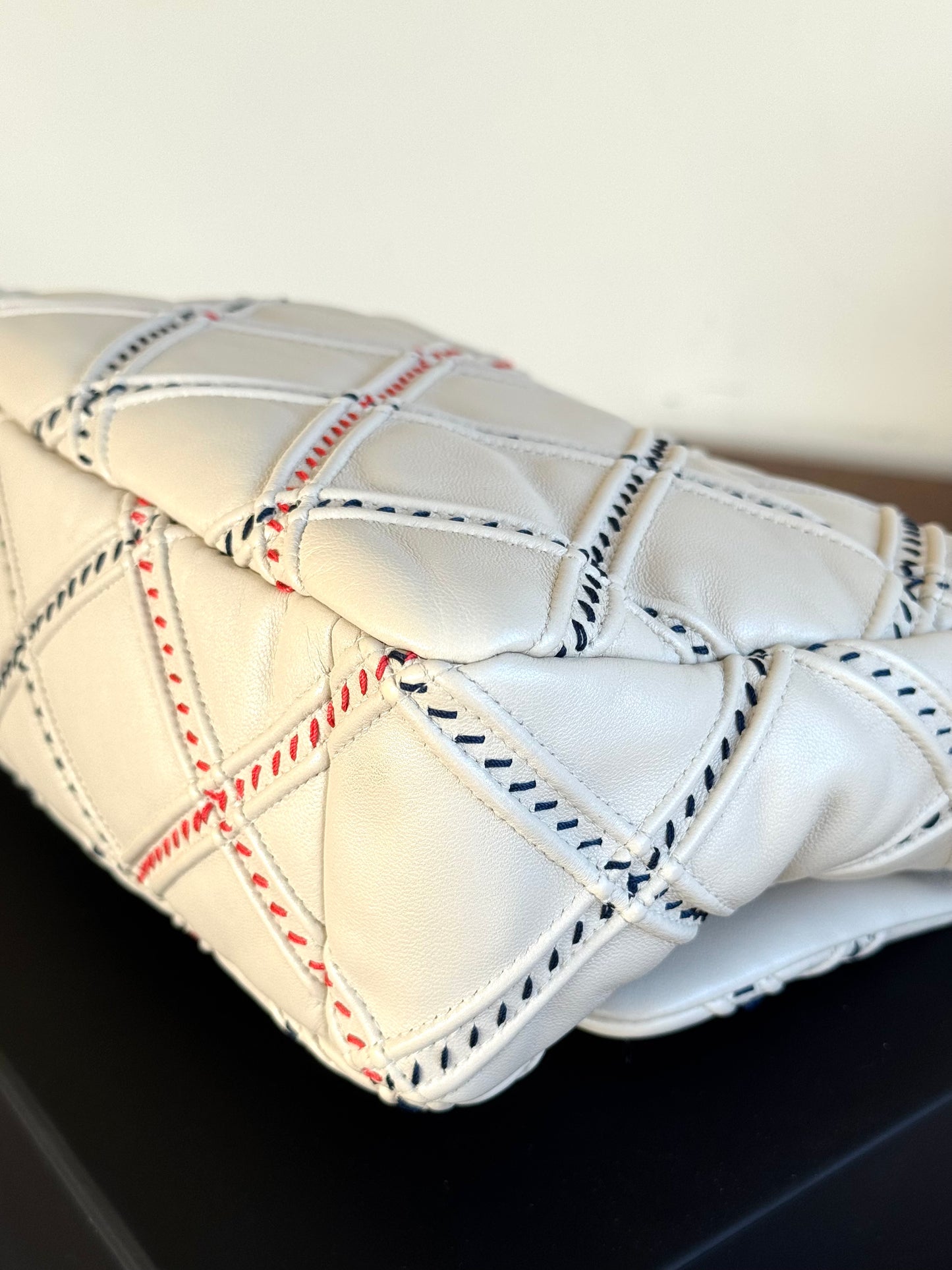 Pre-owned Chanel 19 Small Stitch Beige Lambskin Flap Bag Limited Edition