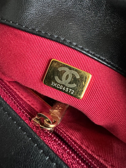 Pre-owned Chanel 19 Large Black Lambskin Flap Bag