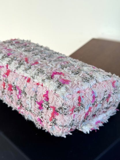 Pre-owned Chanel Timeless Mini Rectangle Pink Tweed Flap Bag