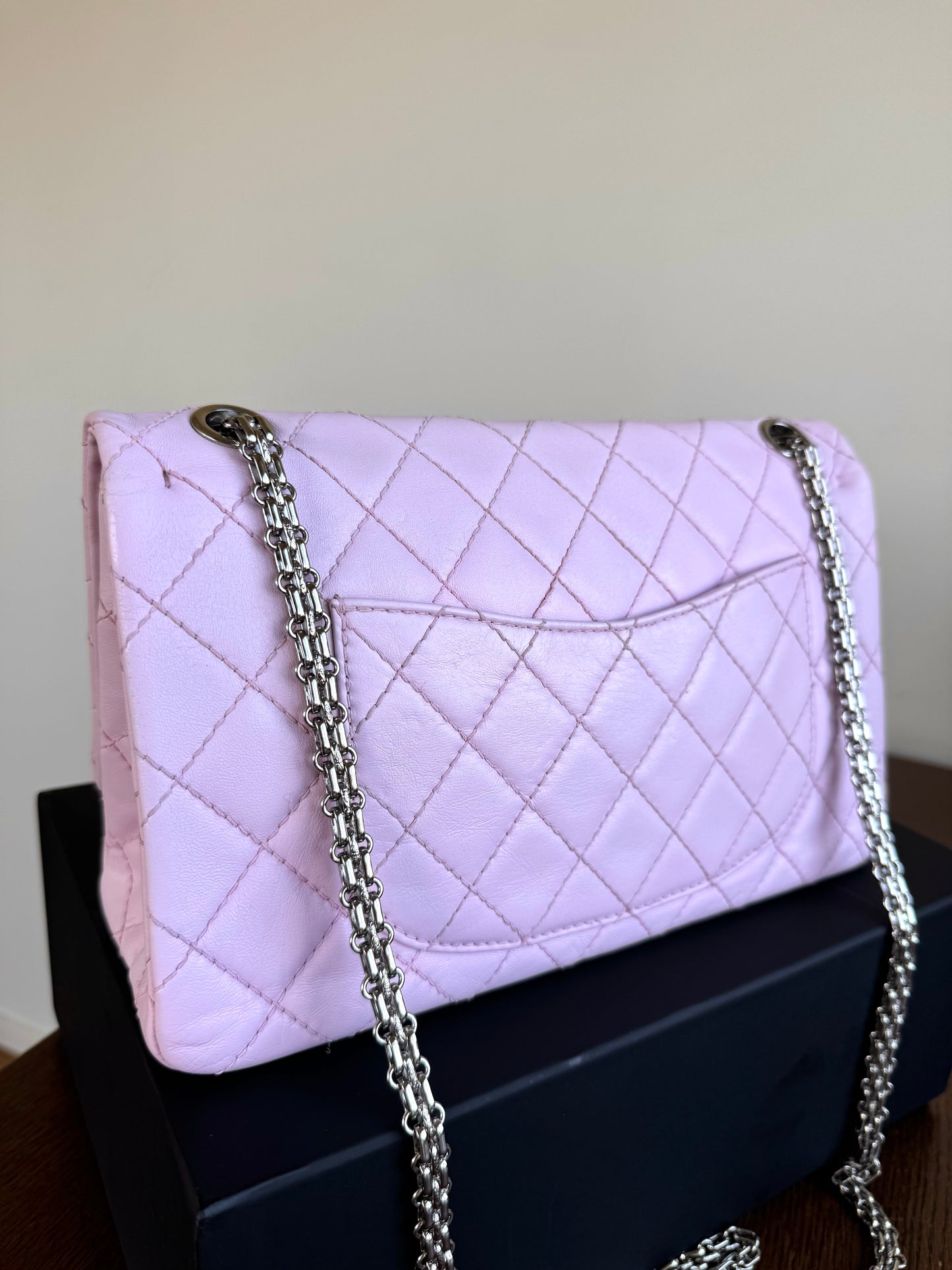 Pre-owned Chanel 2.55 Reissue 226 Large Pink Leather Flap Bag