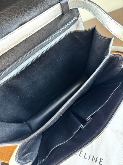 Pre-owned Céline Classic Box Medium Silver Leather Bag