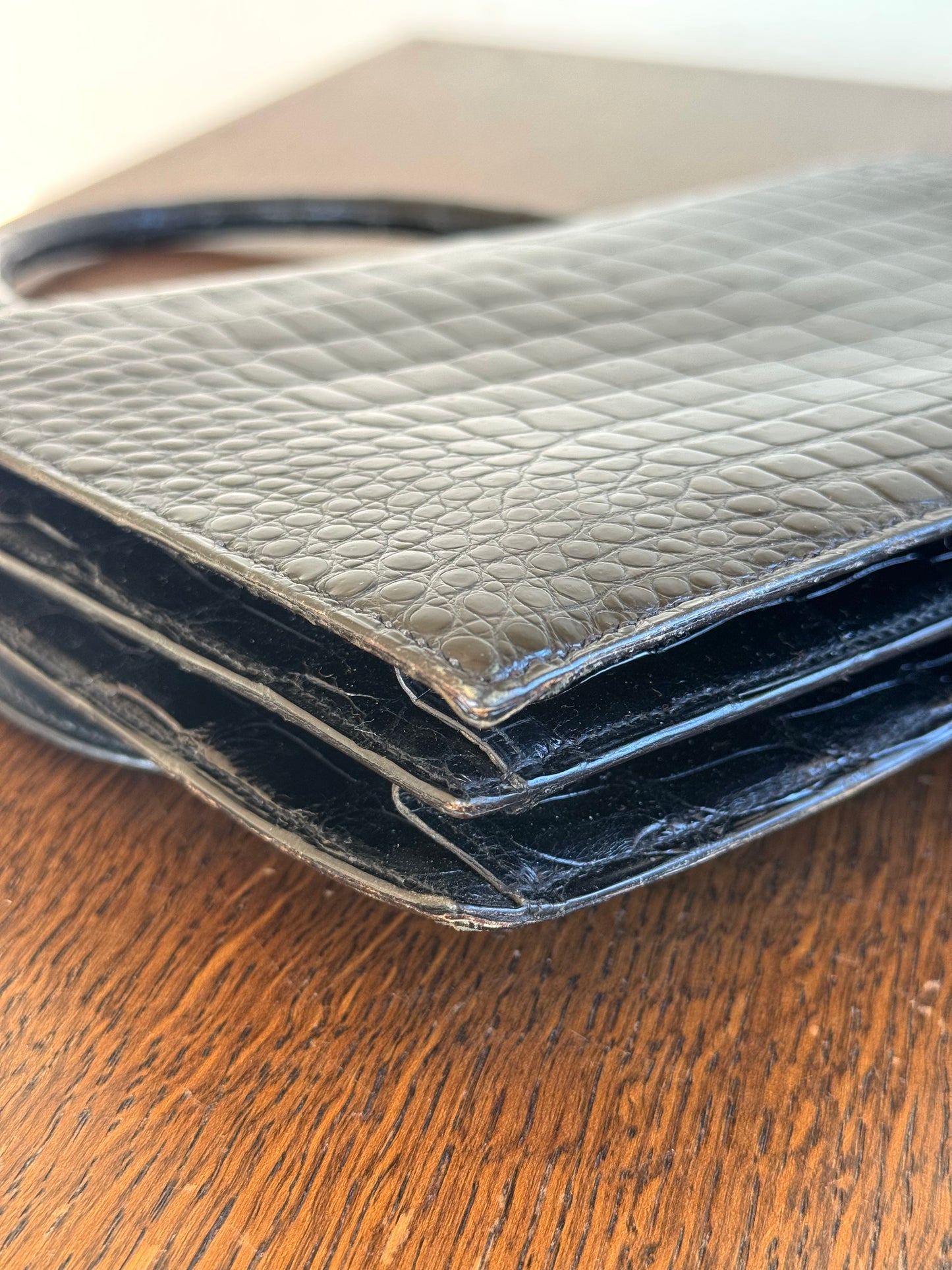 Pre-owned Hermès Vintage Escale Black Crocodile Handle Bag