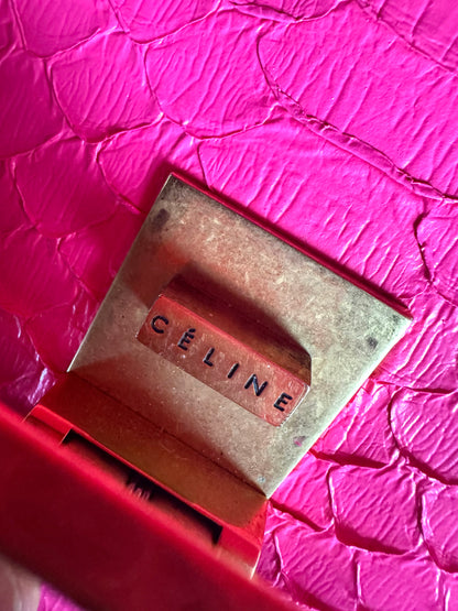 Pre-owned Céline Classic Box Medium Pink Python Bag