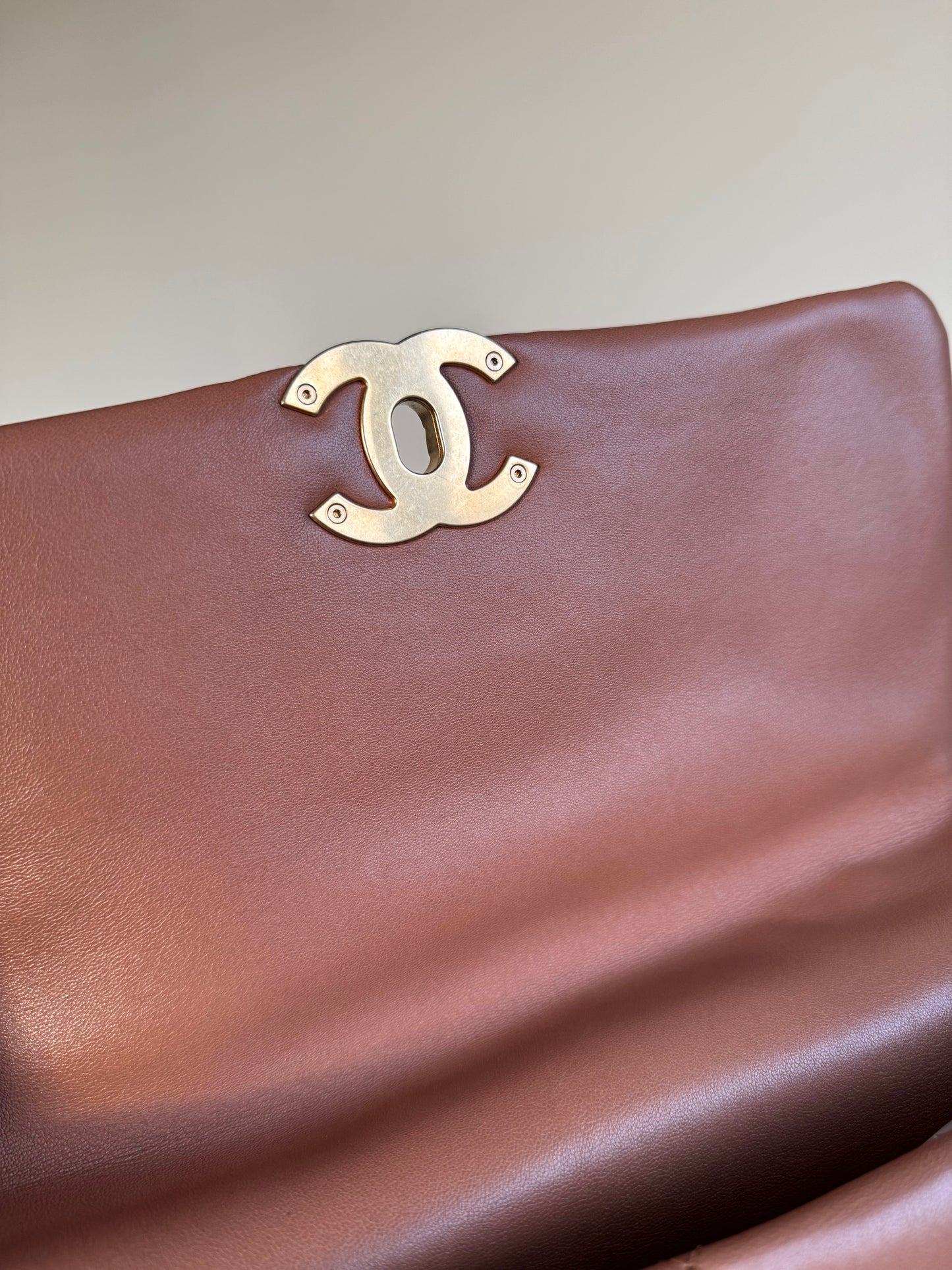 Pre-owned Chanel 19 Large Caramel Lambskin Flap Bag