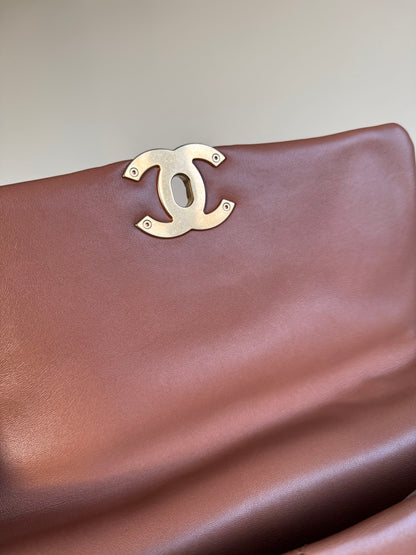 Pre-owned Chanel 19 Large Caramel Lambskin Flap Bag