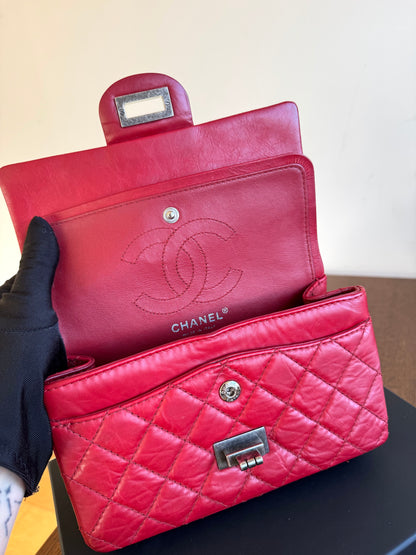 Pre-owned Chanel 2.55 Reissue Small 224 Red Leather Flap Bag