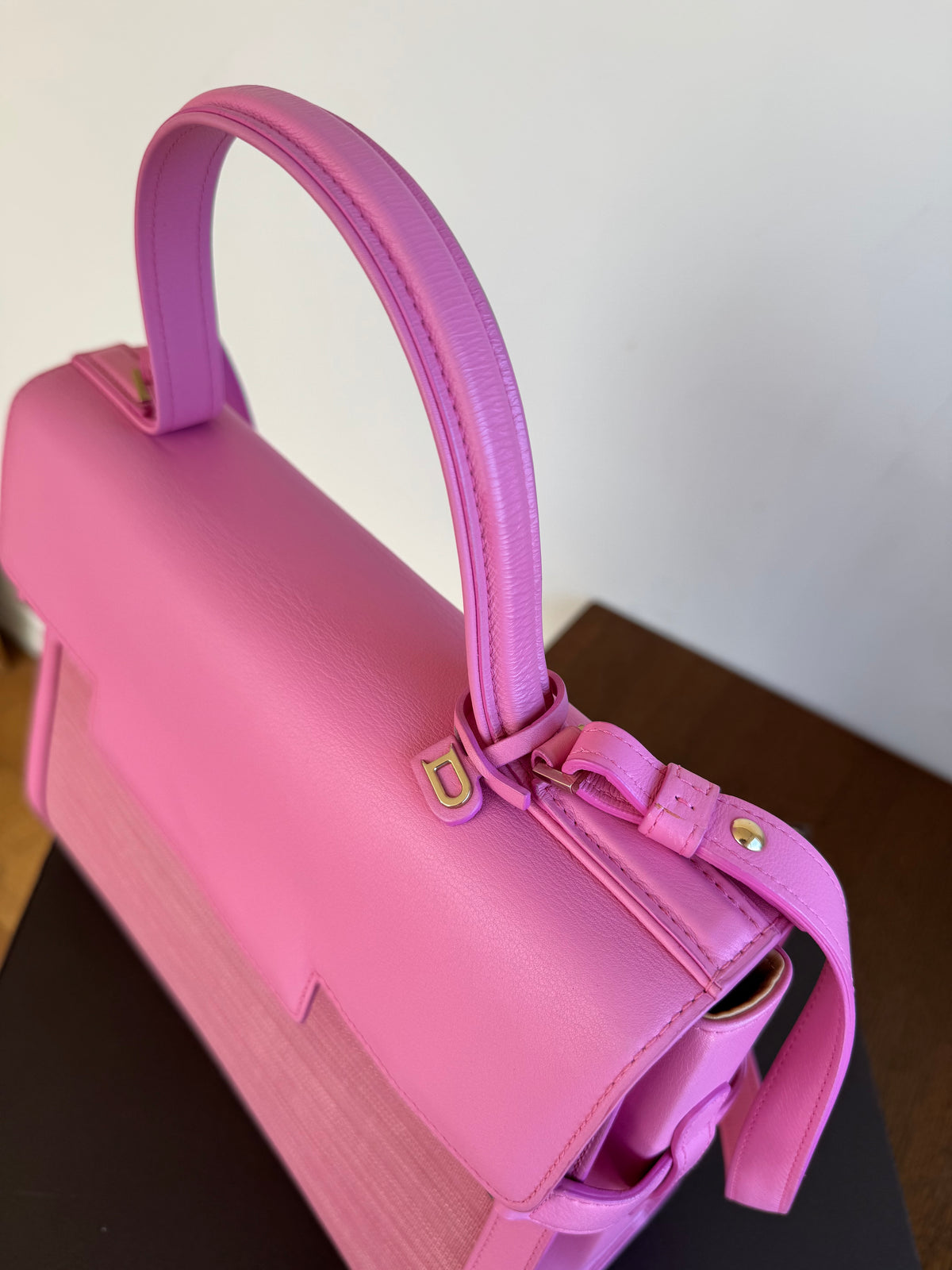 Pre-owned Delvaux Tempête GM Flamingo Pink Toile De Crin Leather Bag Limited Edition
