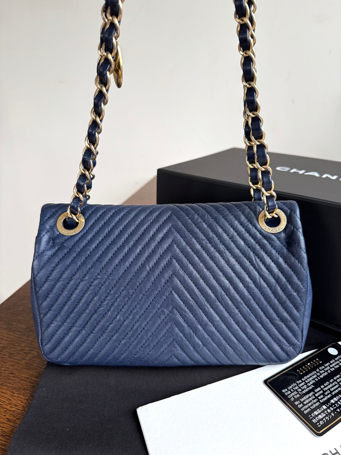 Pre-owned Chanel Timeless Classic Mini Rectangle Navy Calfskin Flap Bag