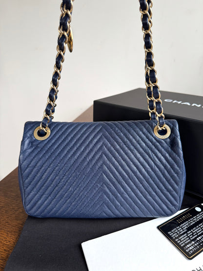 Pre-owned Chanel Timeless Classic Mini Rectangle Navy Calfskin Flap Bag