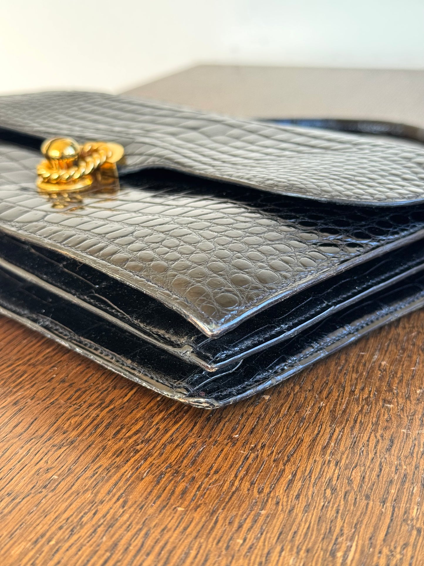 Pre-owned Hermès Vintage Escale Black Crocodile Handle Bag